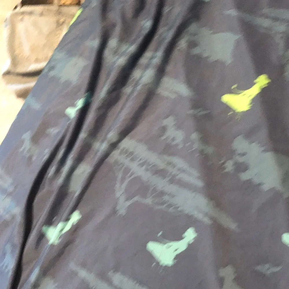 Safari Print Queen Silhouette Bedding - Dark Gray with Mint & Yellow Accents